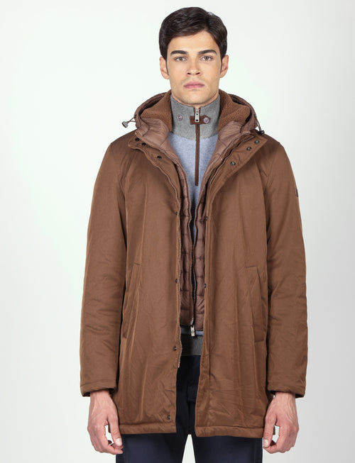 Parka imbottito con pettorina e cappuccio |Colore:Moro