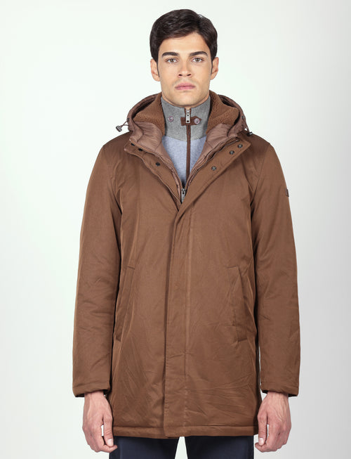 Parka imbottito con pettorina e cappuccio |Colore:Moro