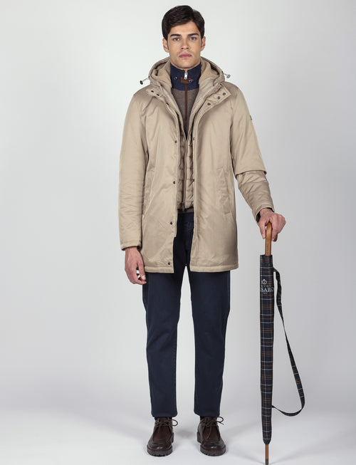 Parka imbottito con pettorina e cappuccio |Colore:Beige