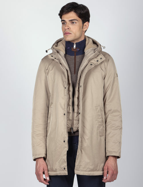 Parka imbottito con pettorina e cappuccio |Colore:Beige