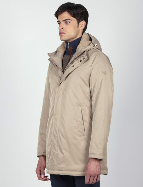 Parka imbottito con pettorina e cappuccio |Colore:Beige