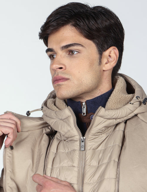 Parka imbottito con pettorina e cappuccio |Colore:Beige