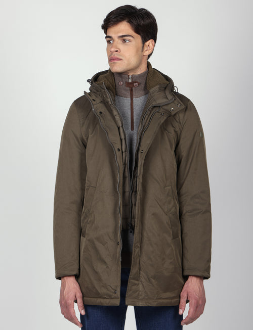 Parka imbottito con pettorina e cappuccio |Colore:Verde militare
