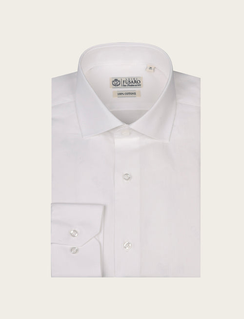 Camicia spigata in cotone |Colore:Bianco