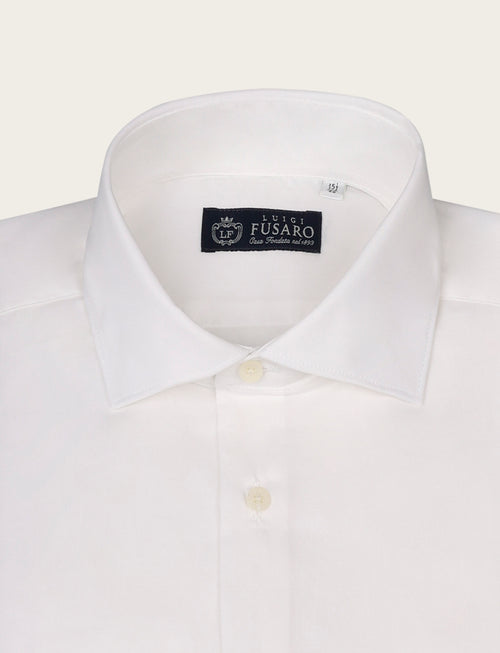 Camicia tinta unita in cotone stretch luigi fusaro