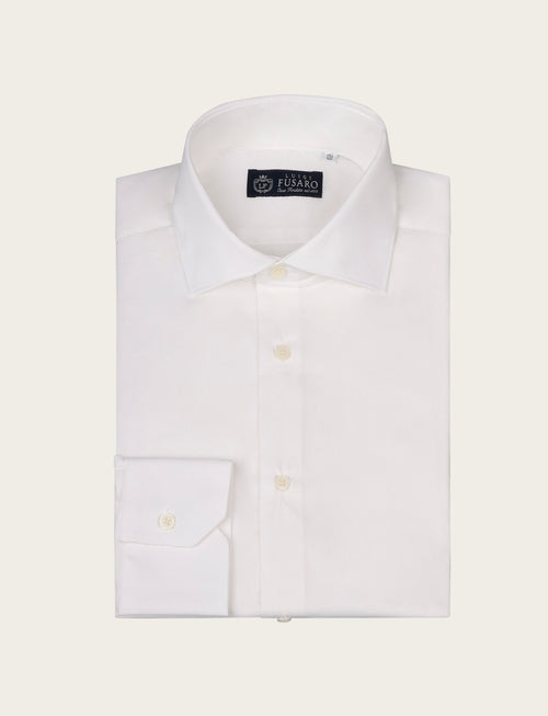 Camicia tinta unita in cotone stretch luigi fusaro