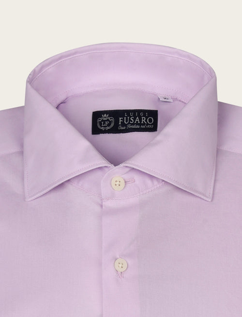 Camicia tinta unita in cotone stretch |Colore:Lilla