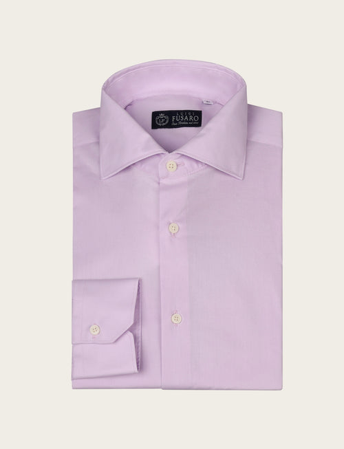 Camicia tinta unita in cotone stretch luigi fusaro