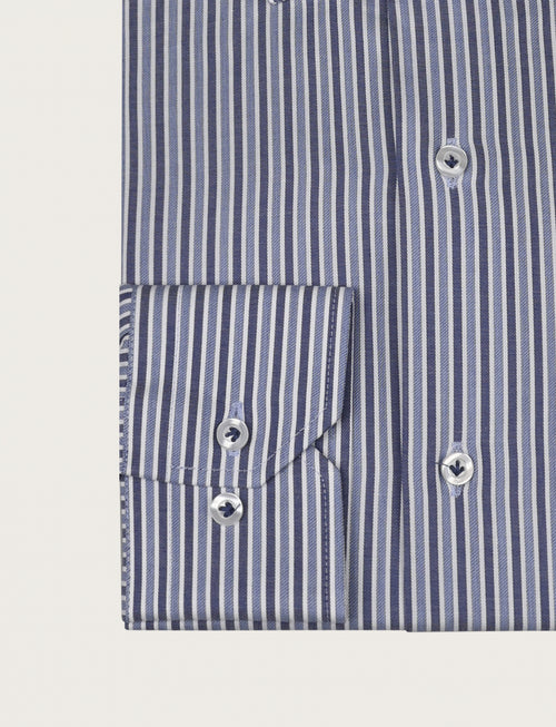 Camicia a righe bicolore in puro cotone_Luigi Fusaro