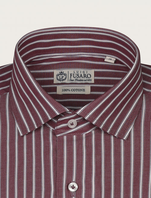 Camicia a fascia bicolore in cotone |Colore:Bordo
