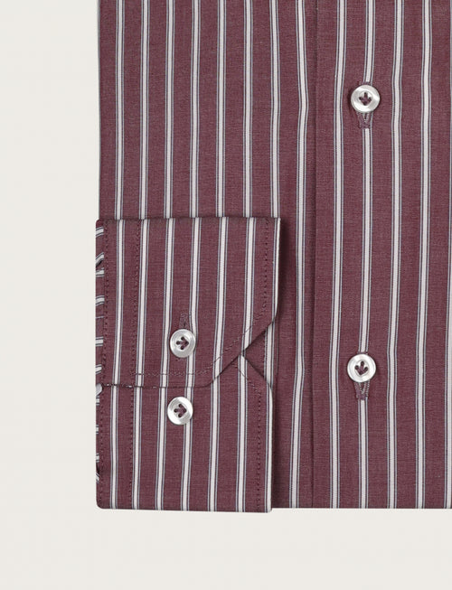 Camicia a fascia bicolore in cotone |Colore:Bordo