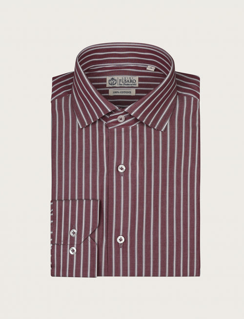 Camicia a fascia bicolore in cotone |Colore:Bordo