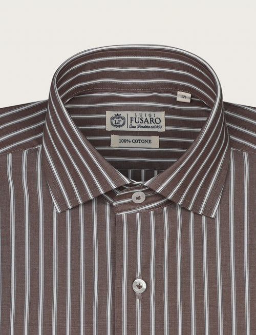 Camicia a fascia bicolore in cotone |Colore:Moro