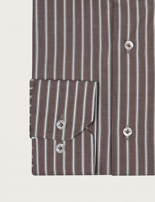Camicia a fascia bicolore in cotone |Colore:Moro