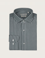 Camicia a fascia bicolore in cotone |Colore:Verde