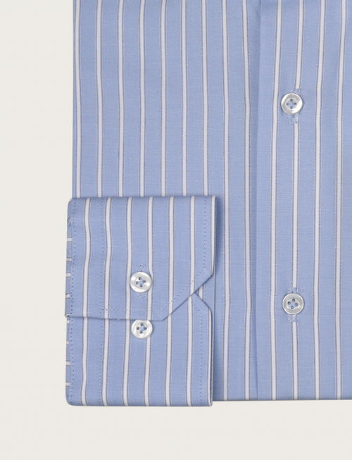 Camicia a fascia bicolore in cotone |Colore:Celeste