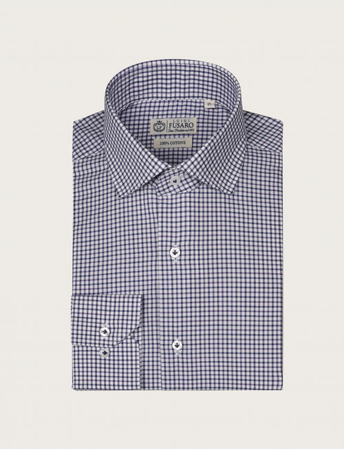 Camicia quadretto bicolore in cotone_Luigi Fusaro
