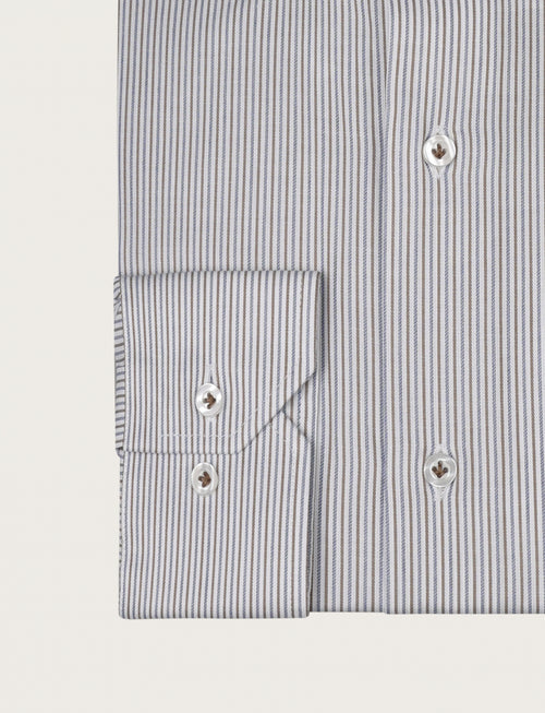 Camicia a bastoncino bicolore in cotone_Luigi Fusaro