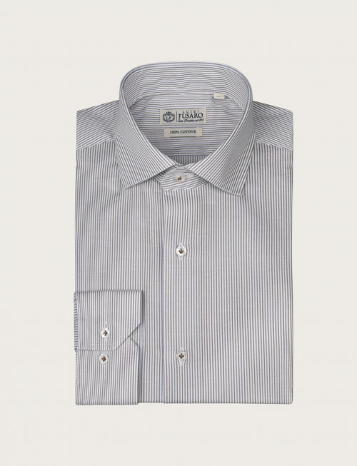 Camicia a bastoncino bicolore in cotone_Luigi Fusaro
