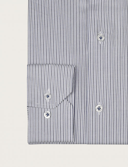 Camicia a bastoncino bicolore in cotone_Luigi Fusaro