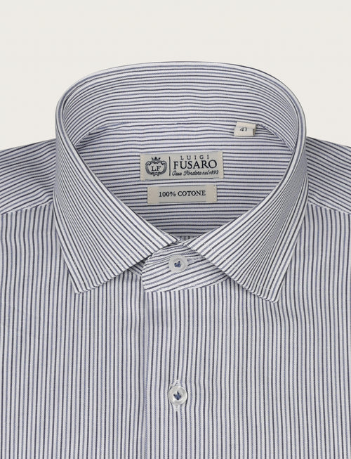 Camicia a bastoncino bicolore in cotone_Luigi Fusaro