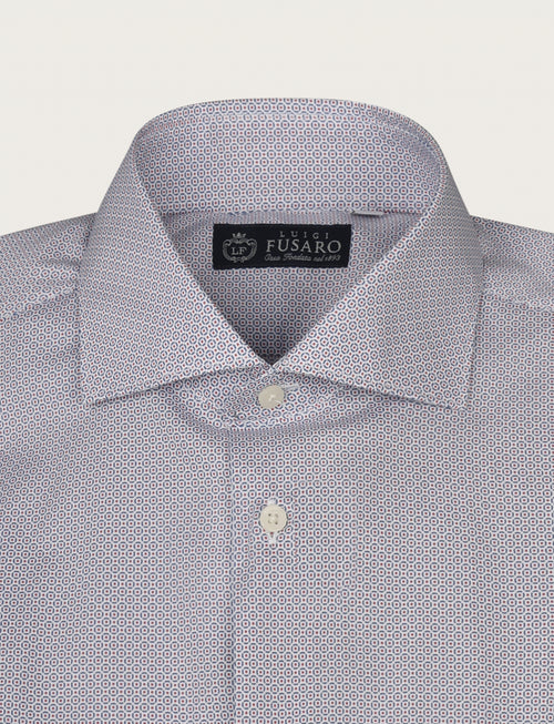 Camicia in cotone stretch micro disegno geometrico luigi fusaro