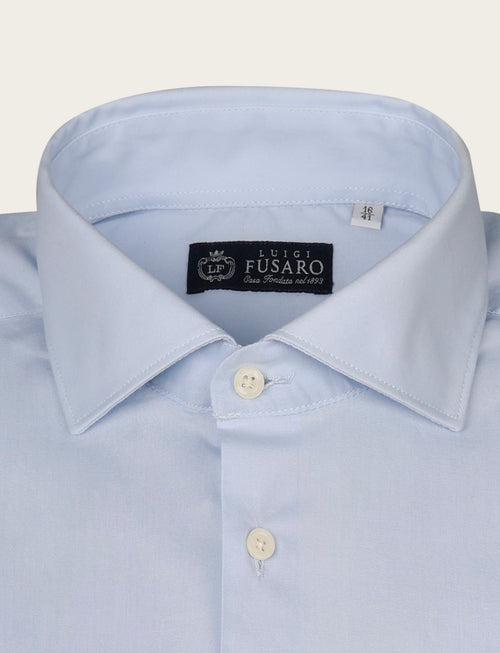 Camicia tinta unita in cotone stretch |Colore:Celeste