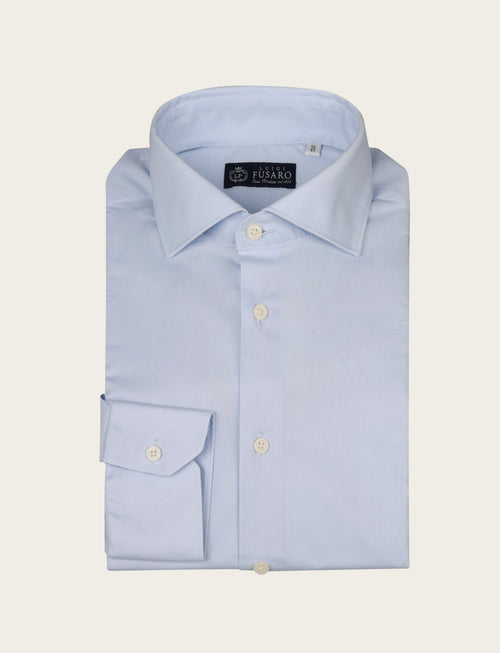 Camicia tinta unita in cotone stretch |Colore:Celeste