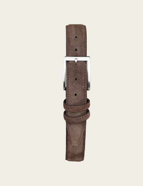 Cintura in pelle scamosciata con fibbia in metallo|Colore:Marrone