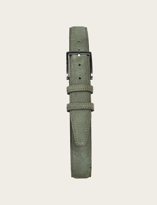 Cintura in pelle scamosciata con fibbia in metallo|Colore:Verde