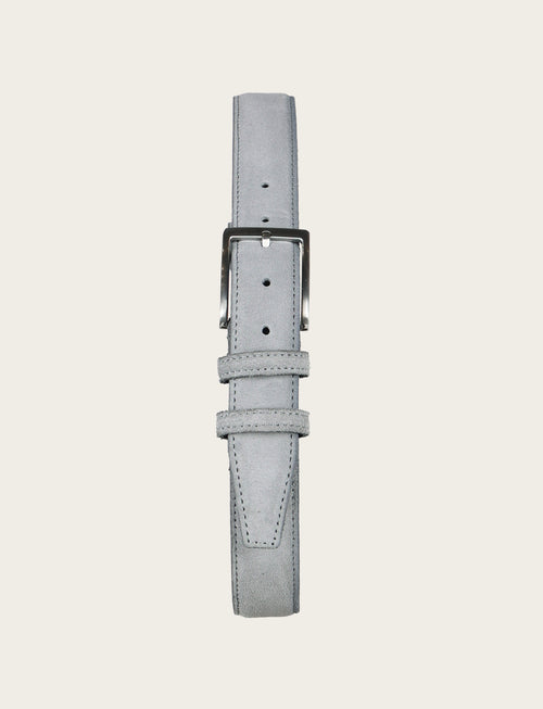 Cintura in pelle scamosciata con fibbia in metallo|Colore:Grigio