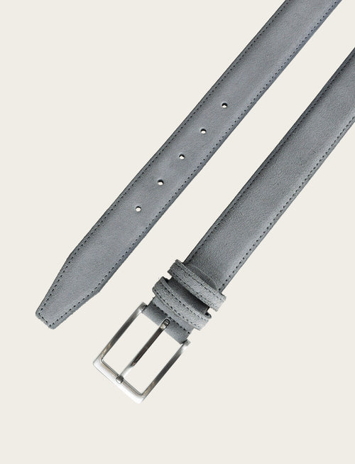Cintura in pelle scamosciata con fibbia in metallo|Colore:Grigio