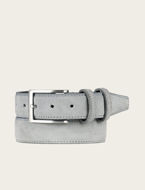Cintura in pelle scamosciata con fibbia in metallo|Colore:Grigio