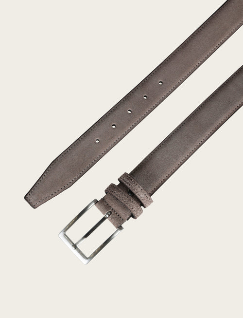 Cintura in pelle scamosciata con fibbia in metallo|Colore:Taupe