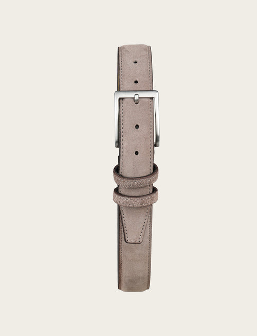 Cintura in pelle scamosciata con fibbia in metallo|Colore:Taupe