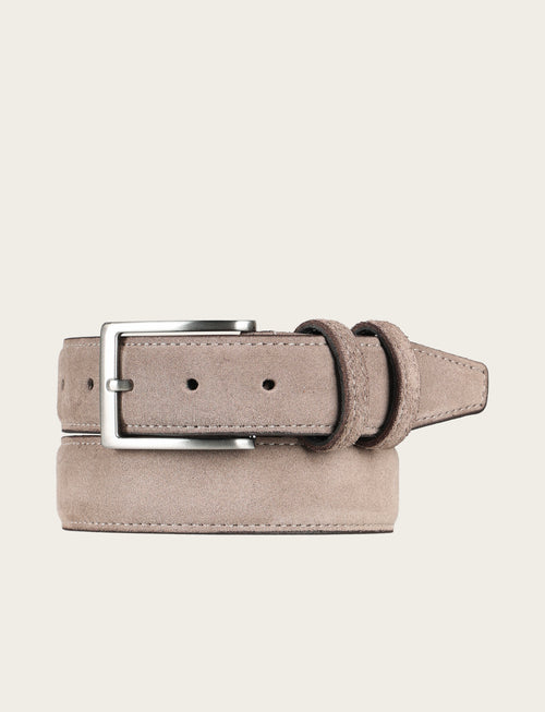 Cintura in pelle scamosciata con fibbia in metallo|Colore:Taupe