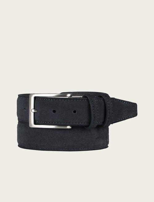 Cintura in pelle scamosciata con fibbia in metallo|Colore:Blu