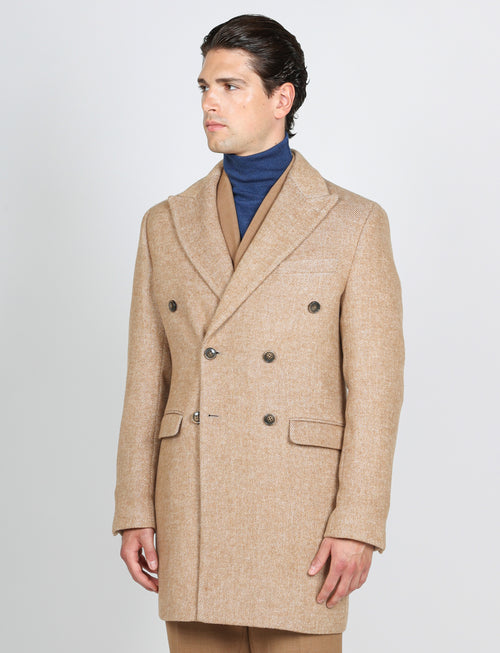 Cappotto doppiopetto spigato |Colore:Cammello