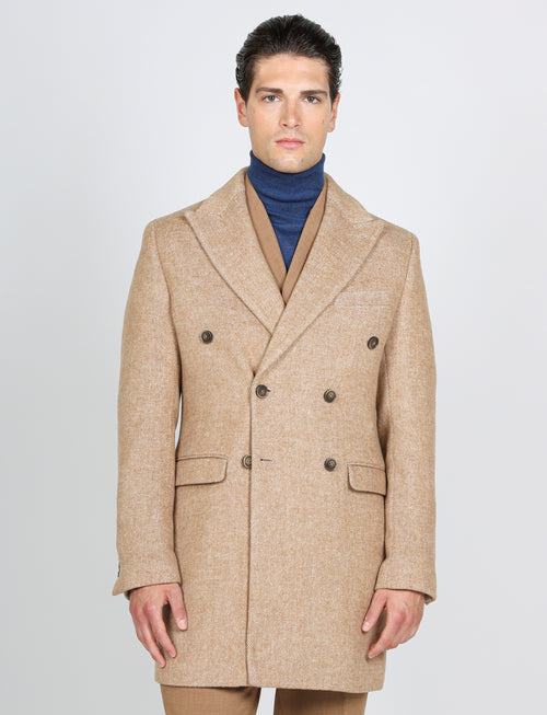 Cappotto doppiopetto spigato |Colore:Cammello