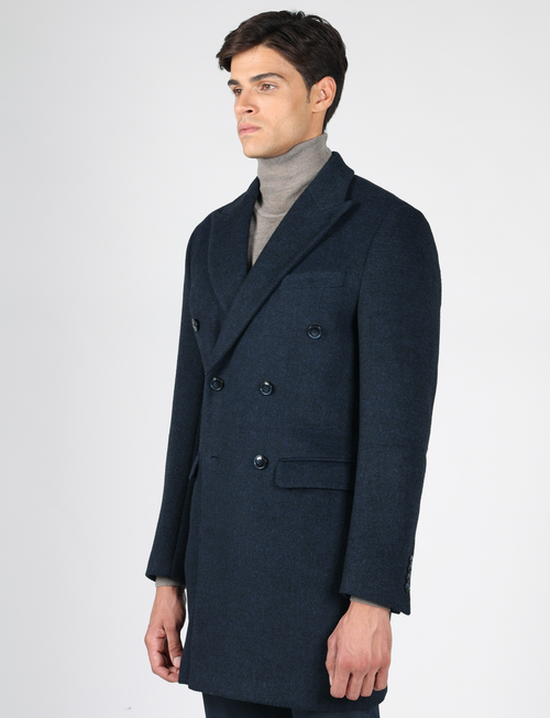 Cappotto doppiopetto spigato |Colore:Blu