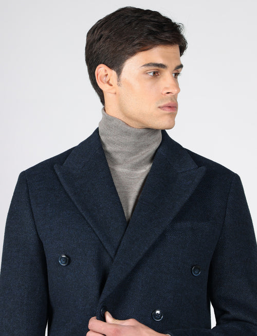 Cappotto doppiopetto spigato |Colore:Blu