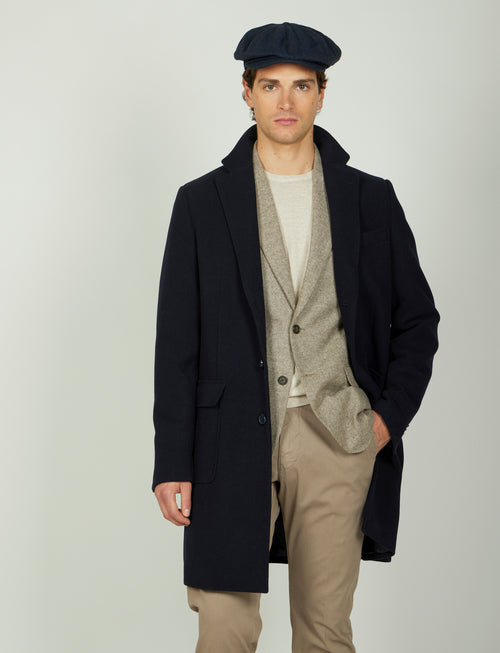 Cappotto in lana tessuto nido d'ape_Luigi Fusaro