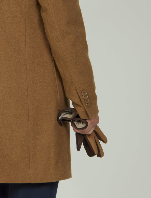 Cappotto in lana tessuto nido d'ape |Colore:Cammello
