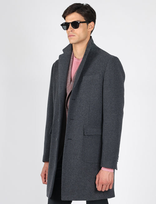 Cappotto in lana tessuto nido d'ape_Luigi Fusaro