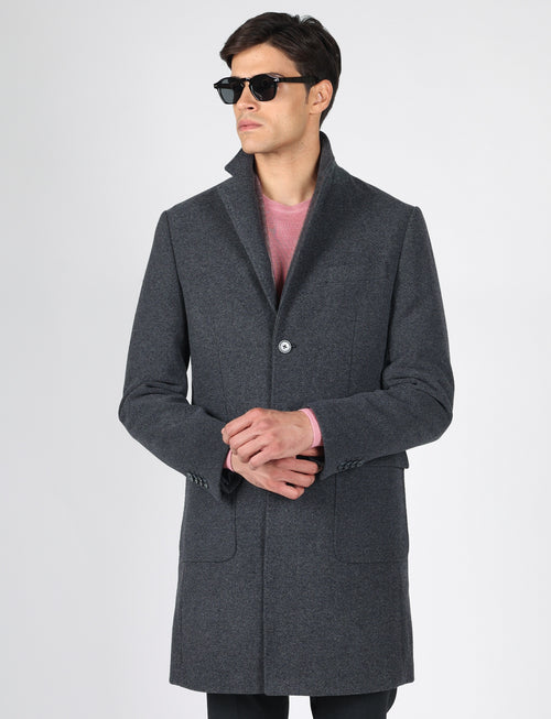 Cappotto in lana tessuto nido d'ape_Luigi Fusaro