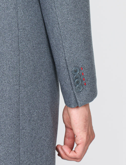 Cappotto in lana diagonale con pettorina |Colore:Grigio