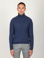 Dolcevita a trecce in lambswool |Colore:Bluette