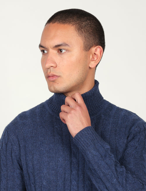 Dolcevita a trecce in lambswool |Colore:Bluette