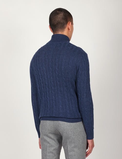 Dolcevita a trecce in lambswool |Colore:Bluette