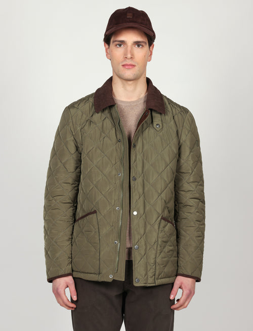 Giacca trapuntata con dettagli in velluto|Colore:Verde